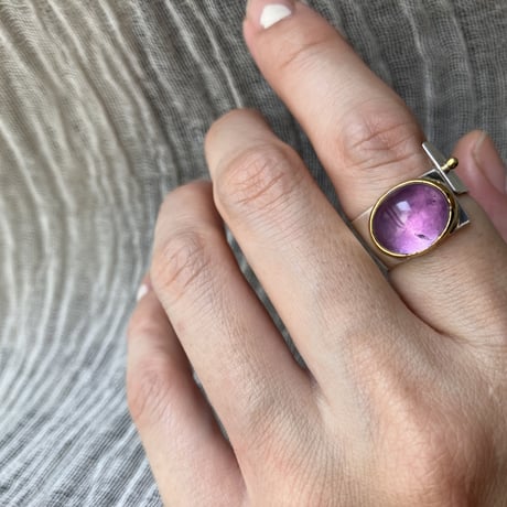 SLIT RING  stone : Amethyst14×10  : Silver