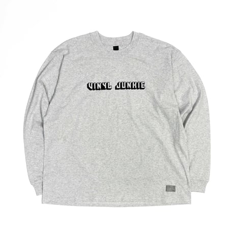 VINYL JUNKIE - Three Dimensional Logo Long Sleeve Tee Shirts / Ash