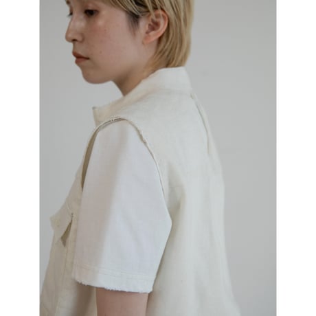 - AUTHENTIC series - material linen vest/ivory_an0041