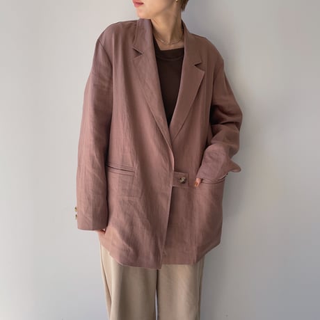 【nokcha original】linen tailored jacket/pink brown_no0159