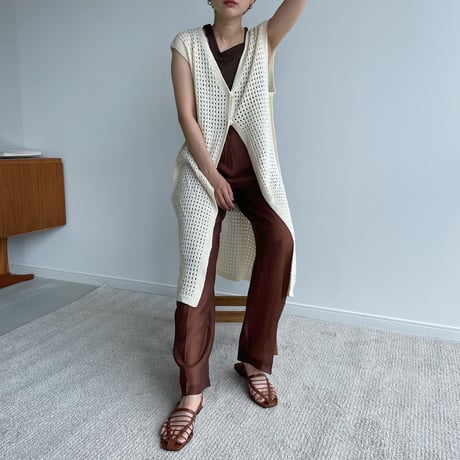 【nokcha original】quality sheer pants/brown_np0415