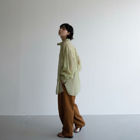 【nokcha original】piping sheer blouse/light green_nb0056