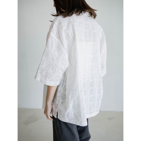 《予約販売》lacy open collar shirt/2colors_nb0380
