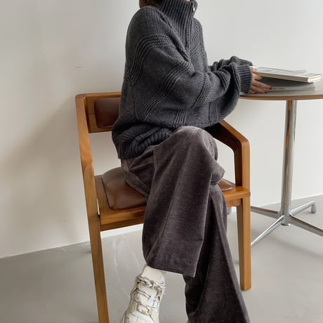 【nokcha original】zip up over knit/charcoal_nt1184