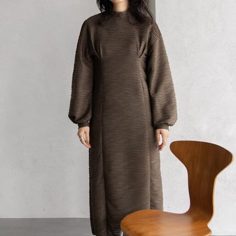 【nokcha original】volume long dress/brown_nd0119