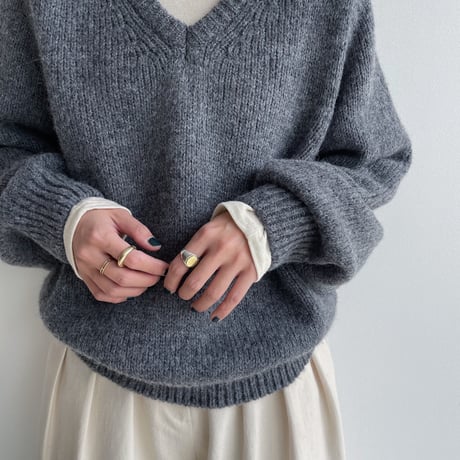 《予約販売》v neck rich knit/2colors_nt1924
