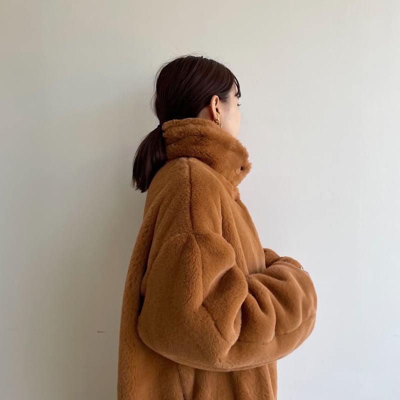 nokcha original】long fur coat/camel orange_no0