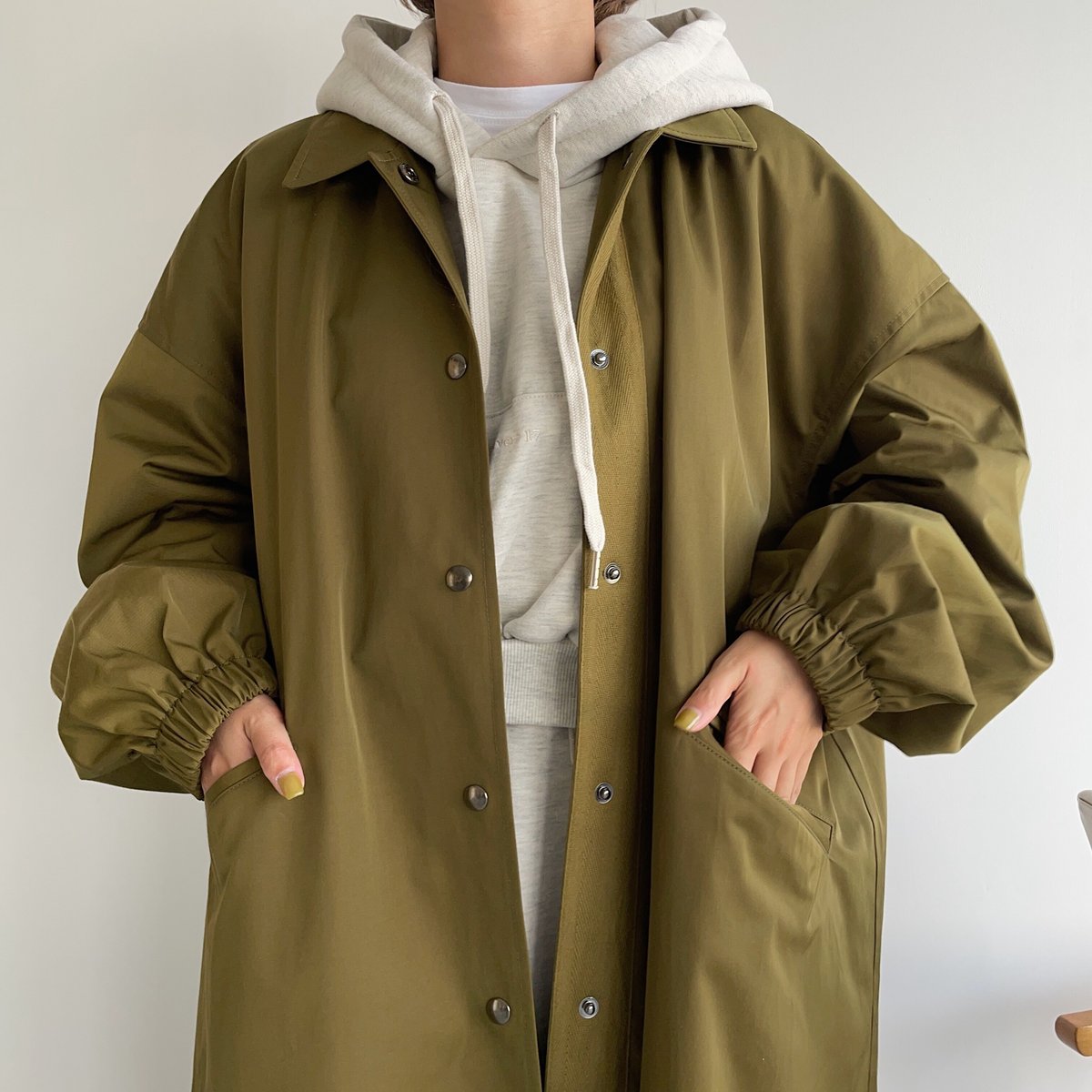 nokcha original】long coach jacket/khaki_no0166 nokcha original】long coach jacket/khaki_no0166