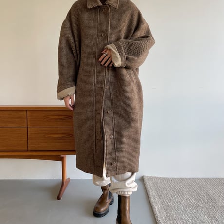 【nokcha original】hounds tooth check coat/brown_no0175