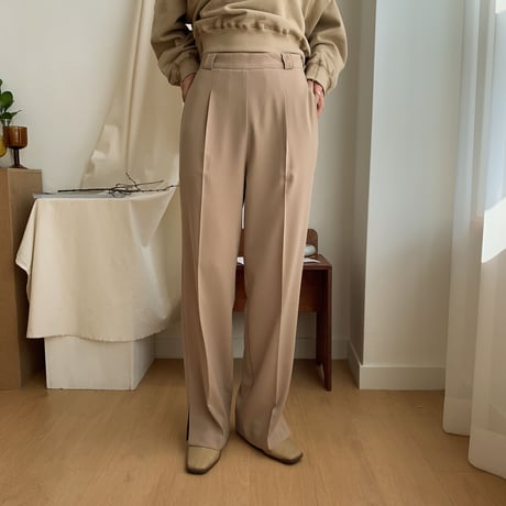 【nokcha original】slit long slacks pants/2colors_np0146