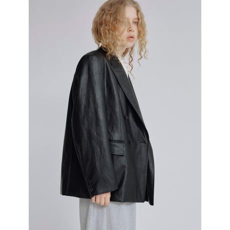 - AUTHENTIC series - double breasted fake leather jacket/black_an0057