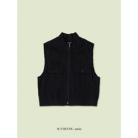 - AUTHENTIC series - material linen vest/black_an0042