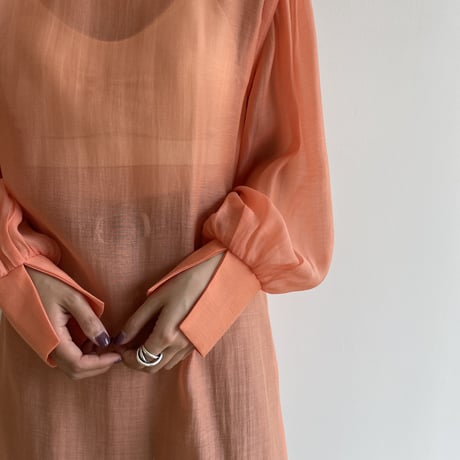 【nokcha original】2way volume sheer blouse/apricot orange_nb0046
