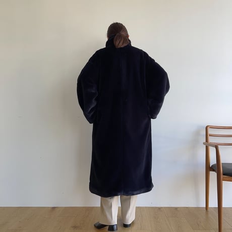 【nokcha original】long fur coat/navy black_no0240