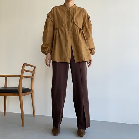 【nokcha original】satin slit pants/brown_np0456
