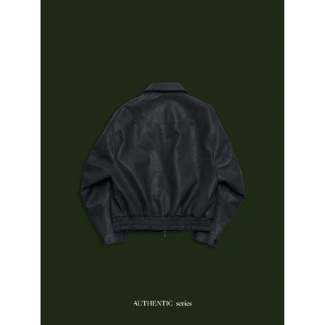 - AUTHENTIC series - throat latch fake leather jacket/blue gray_an0017