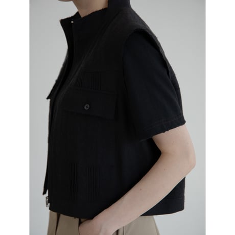 - AUTHENTIC series - material linen vest/black_an0042