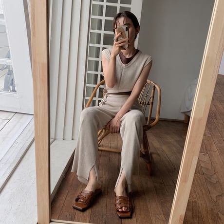 【nokcha original】quality linen knit pants/oatmeal_np0212