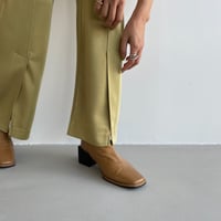 【nokcha original】satin slit pants/yellow green_np0455
