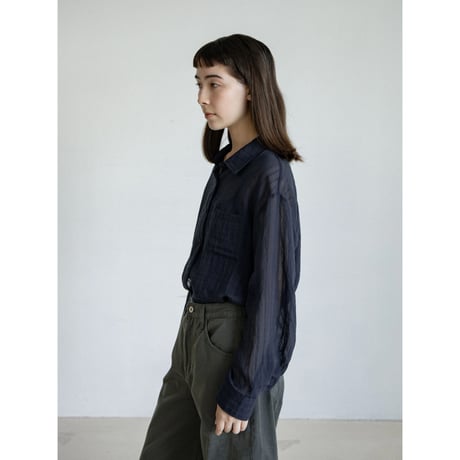 《予約販売》accent stripe mannish sheer shirt/2colors_nb0383