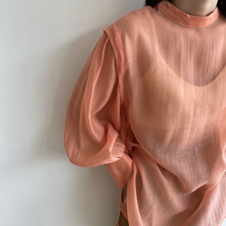 【nokcha original】2way volume sheer blouse/apricot orange_nb0046