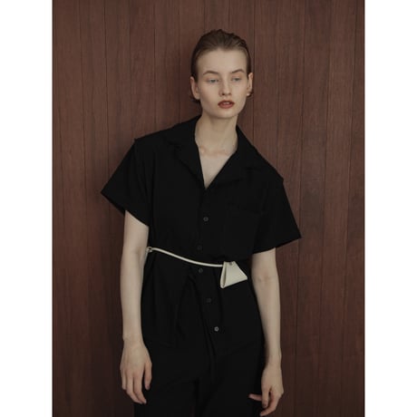 - AUTHENTIC series - vintage like linen shirt/black_an0039