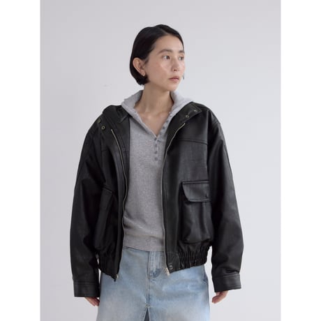 《予約販売》rich fake leather jacket/2colors_no0519