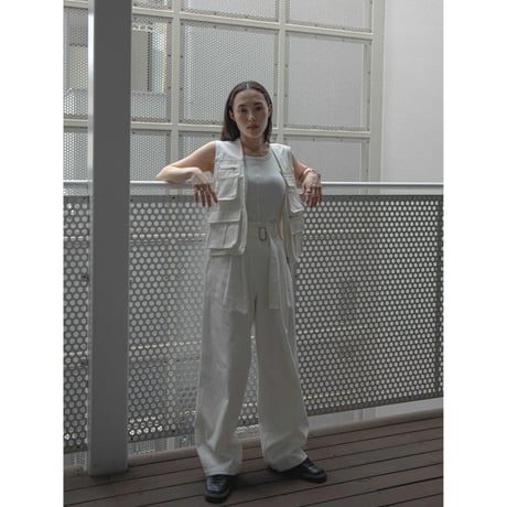 - AUTHENTIC series - mannish twill vest/white_an0007