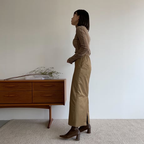 【nokcha original】twill long skirt/beige_ns0064