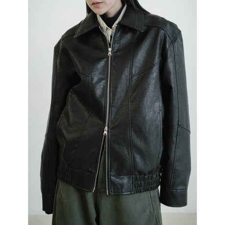 《予約販売》accent fake leather jacket(unisex)_no0503