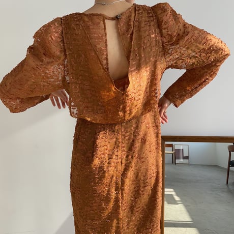 【nokcha original】jacquard sheer dress/camel_nd0092