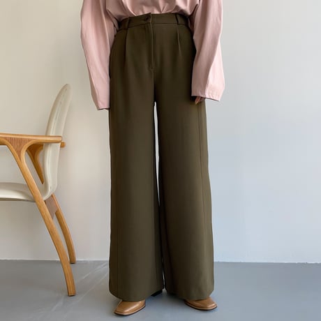 【nokcha original】back slit long pants/deep khaki_np0453