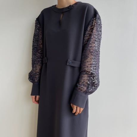 【nokcha original】sleeve dress/charcoal navy_nd0134