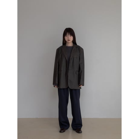 《予約販売》vintage like tailored eco leather jacket_no0369