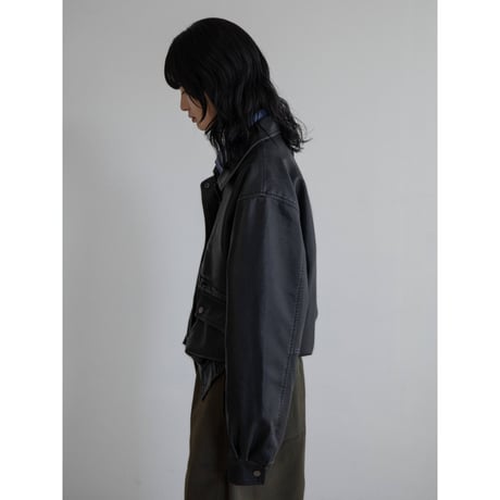 《予約販売》vintage like mannish fake leather jacket/2colors_no0424