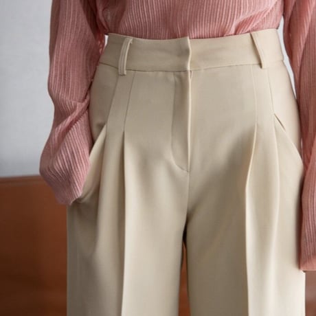 【nokcha original】tuck botan pants/ivory_np0534
