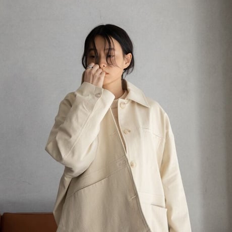 【nokcha original】twill over jacket/ivory_no0198