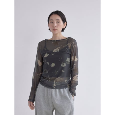 《予約販売》vintage like flower sheer tops/2colors_nt2522
