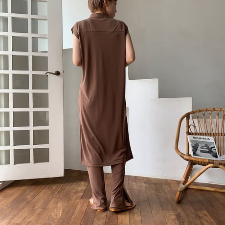 【nokcha original】material lady pants/brown_np0244