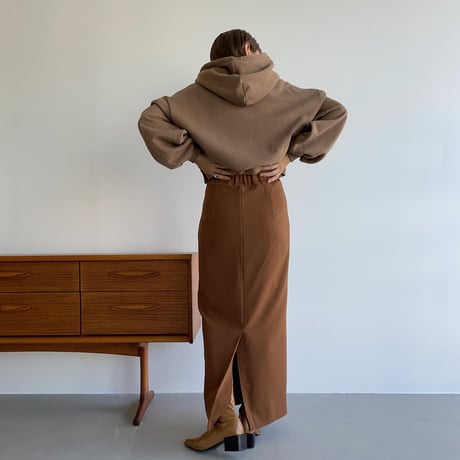 【nokcha original】stitch long skirt/camel brown_ns0059