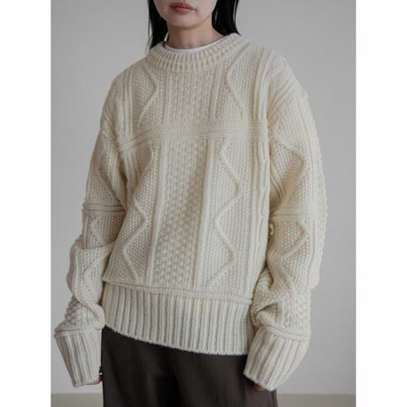 《予約販売》vintage like aran knit pullover/2colors_nt2197