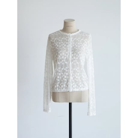 《予約販売》jacquard sheer no collar cardigan/2colors_nt2566
