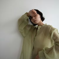 【nokcha original】piping sheer blouse/light green_nb0056