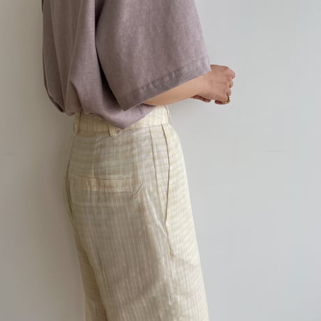 【nokcha original】check sheer pants/ivory_np0597