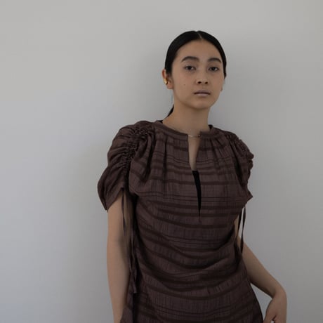 【nokcha original】mulch jacquard blouse/brown_nb0155