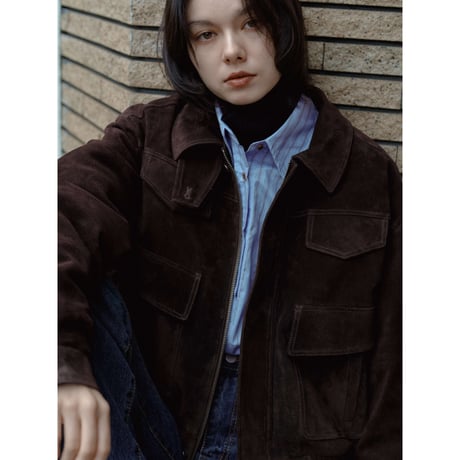 【 RESTOCK 】- AUTHENTIC series - quilting liner real suède jacket/vintage brown_an0049
