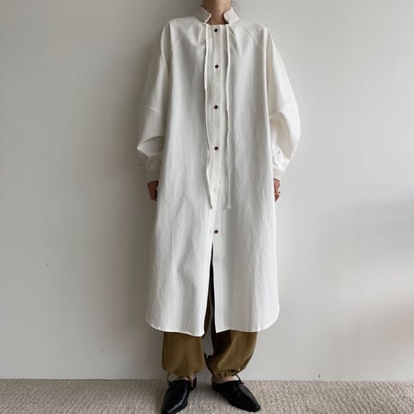 【nokcha original】accent jacquard long shirt/ivory_nb0080