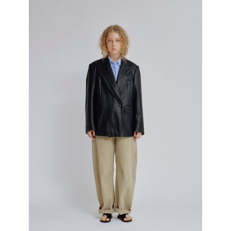 - AUTHENTIC series - double breasted fake leather jacket/black_an0057