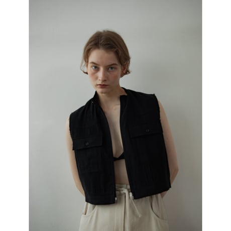 - AUTHENTIC series - material linen vest/black_an0042