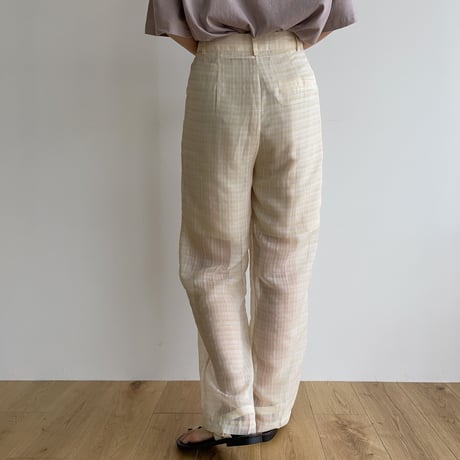 【nokcha original】check sheer pants/ivory_np0597